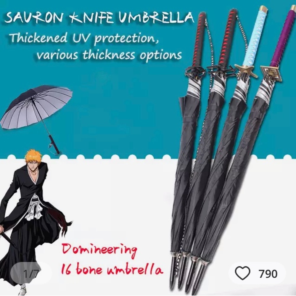 New Bleach Espada Katana Automatic Umbrella Rain Women Samurai Sword